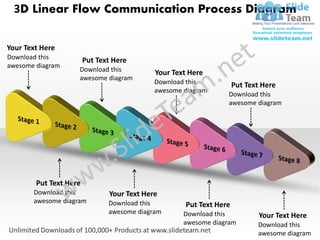 3D Linear Flow Communication Process Diagram


Your Text Here
Download this           Put Text Here
awesome diagram
                    Download this           Your Text Here
                    awesome diagram
                                            Download this           Put Text Here
                                            awesome diagram
                                                                Download this
                                                                awesome diagram




        Put Text Here
       Download this           Your Text Here
       awesome diagram         Download this        Put Text Here
                               awesome diagram      Download this           Your Text Here
                                                    awesome diagram        Download this
                                                                           awesome diagram
 