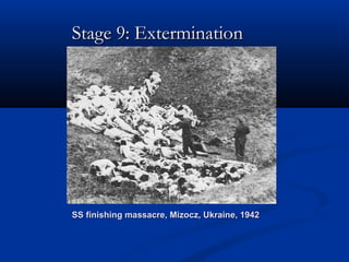 SS finishing massacre, Mizocz, Ukraine, 1942SS finishing massacre, Mizocz, Ukraine, 1942
Stage 9: ExterminationStage 9: Extermination
 