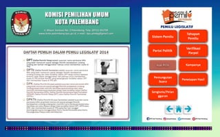 KOMISI PEMILIHAN UMUM
KOTA PALEMBANG
PEMILU LEGISLATIF
Jl. Mayor Santoso No. 2 Palembang, Telp. (0711) 351709
www.kota-palembang.kpu.go.id, e-mail : kpu.plmbg@gmail.com
 