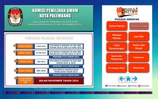KOMISI PEMILIHAN UMUM
KOTA PALEMBANG
PILKADA SERENTAK
Jl. Mayor Santoso No. 2 Palembang, Telp. (0711) 351709
www.kota-palembang.kpu.go.id, e-mail : kpu.plmbg@gmail.com
 