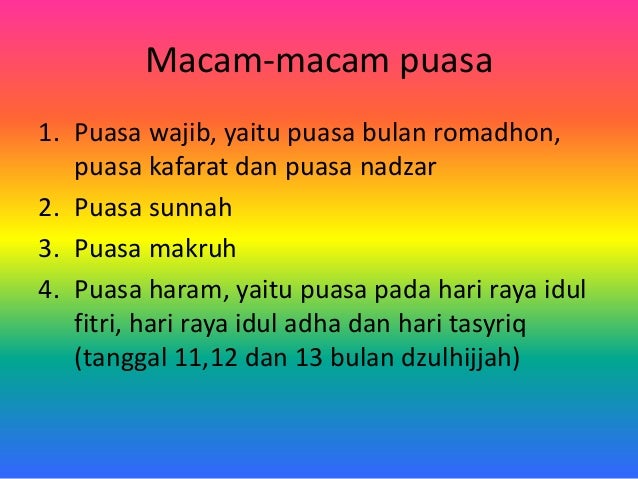 Macam Macam Puasa Sunnah Dan Wajib