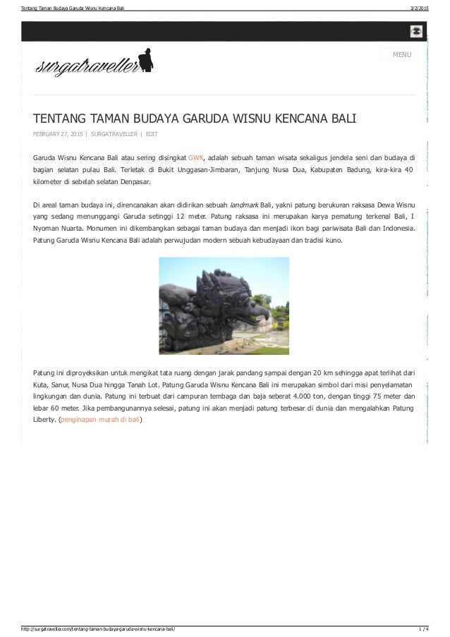Tentang Taman Budaya Garuda Wisnu Kencana Bali