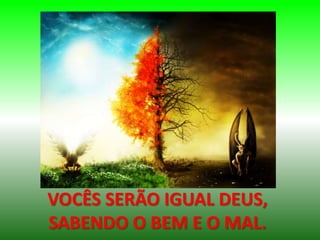 VOCÊS SERÃO IGUAL DEUS,
SABENDO O BEM E O MAL.
 