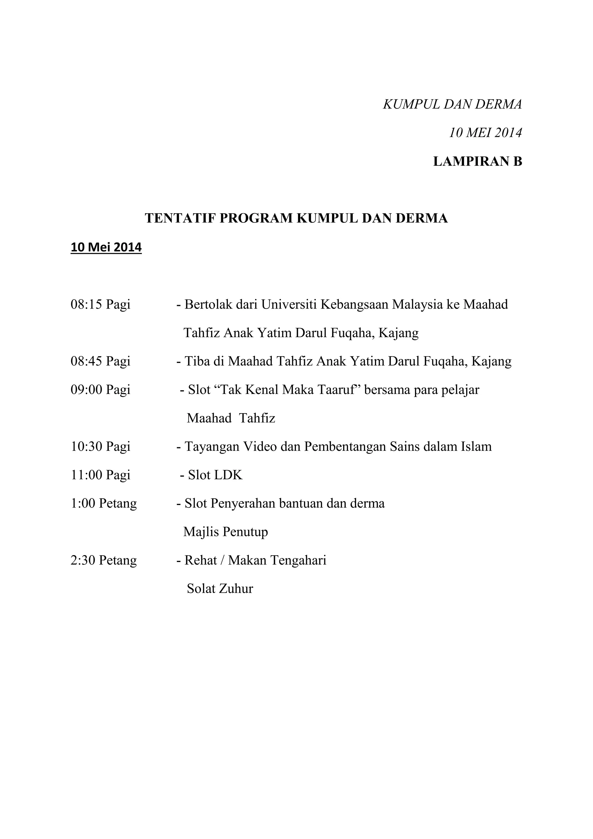 Tentatif Program Raya Tentatif program | PDF