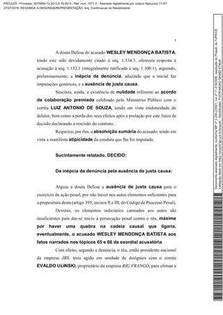 Homologação do arquivamento da denúncia – Paulo Nogueira Batista Jr.