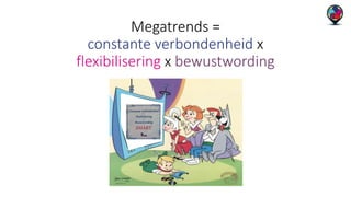 Megatrends = 
constante verbondenheid x 
flexibilisering x bewustwording 
 