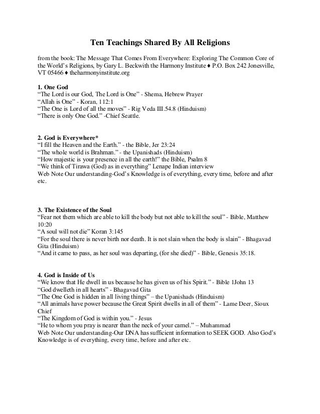 Ten teachings shared_by_all_religions