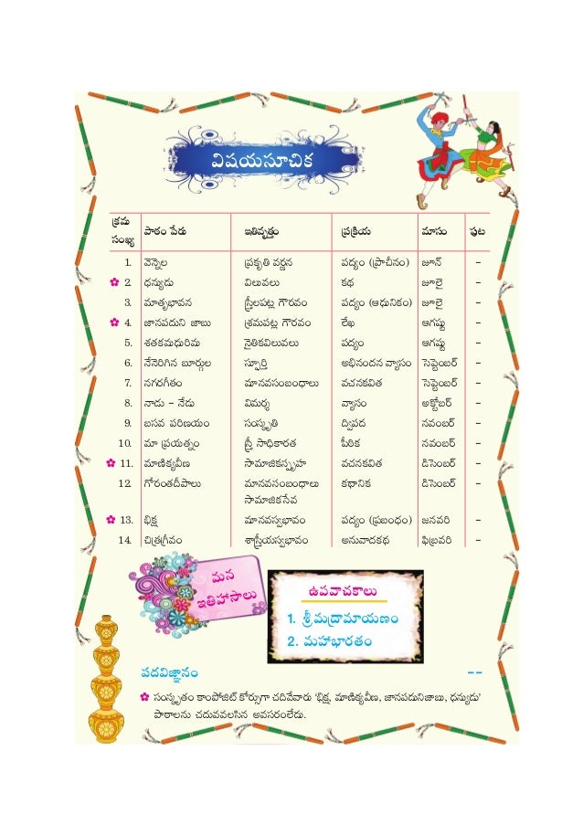 Tenth Class State Syllabus Text Book Em Tm Ap Ts Telugu First Language
