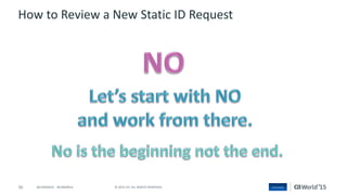 50 © 2015 CA. ALL RIGHTS RESERVED.@CAWORLD #CAWORLD
How to Review a New Static ID Request
 
