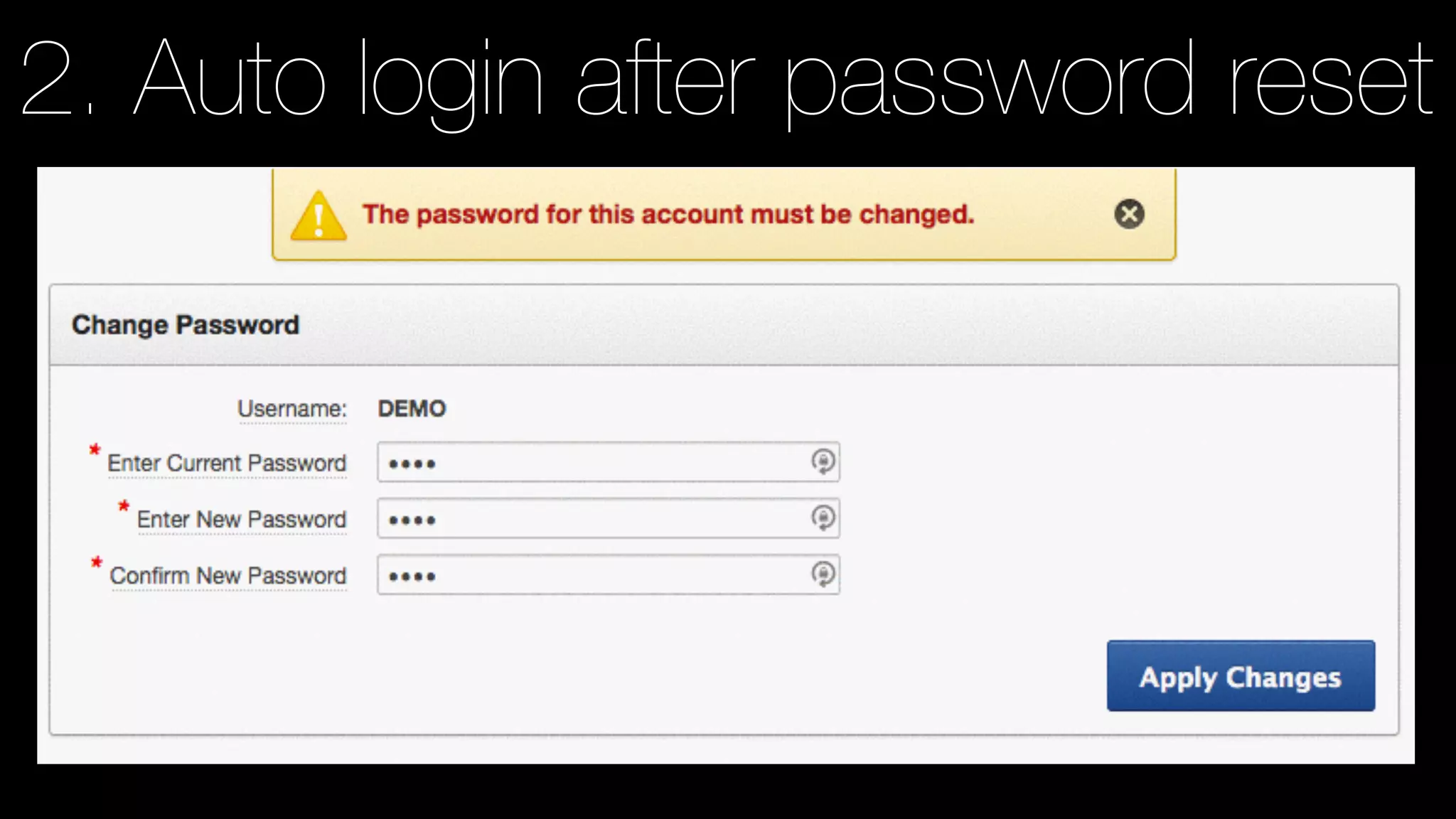 2. Auto login after password reset