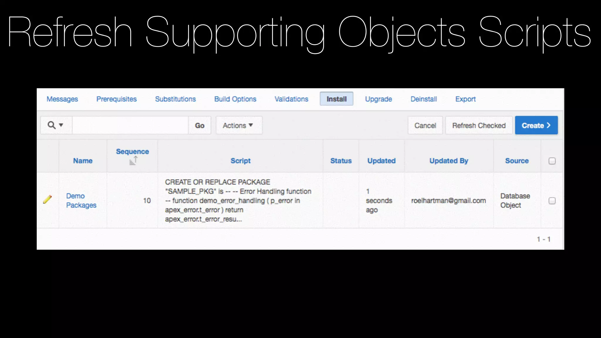 Refresh Supporting Objects Scripts
