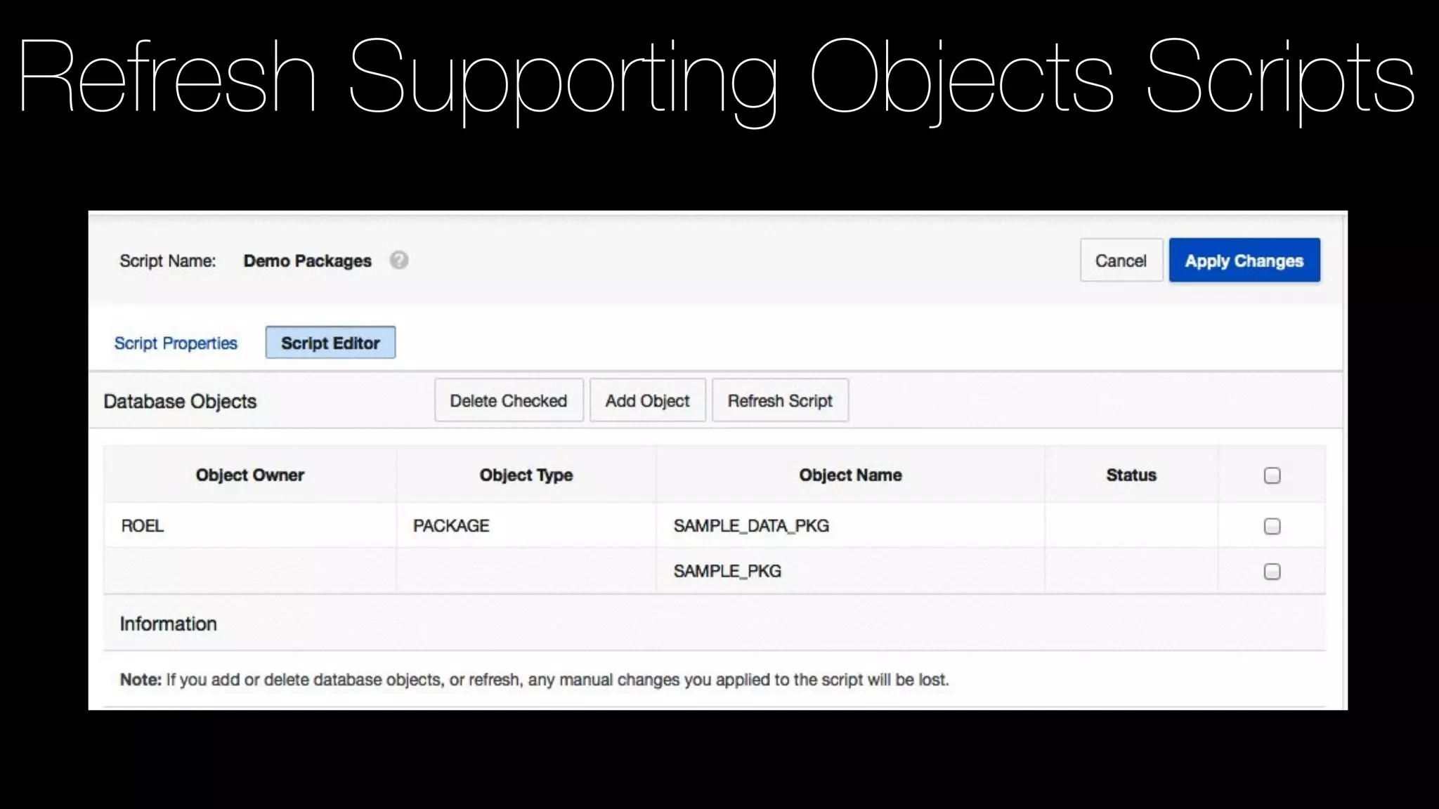 Refresh Supporting Objects Scripts