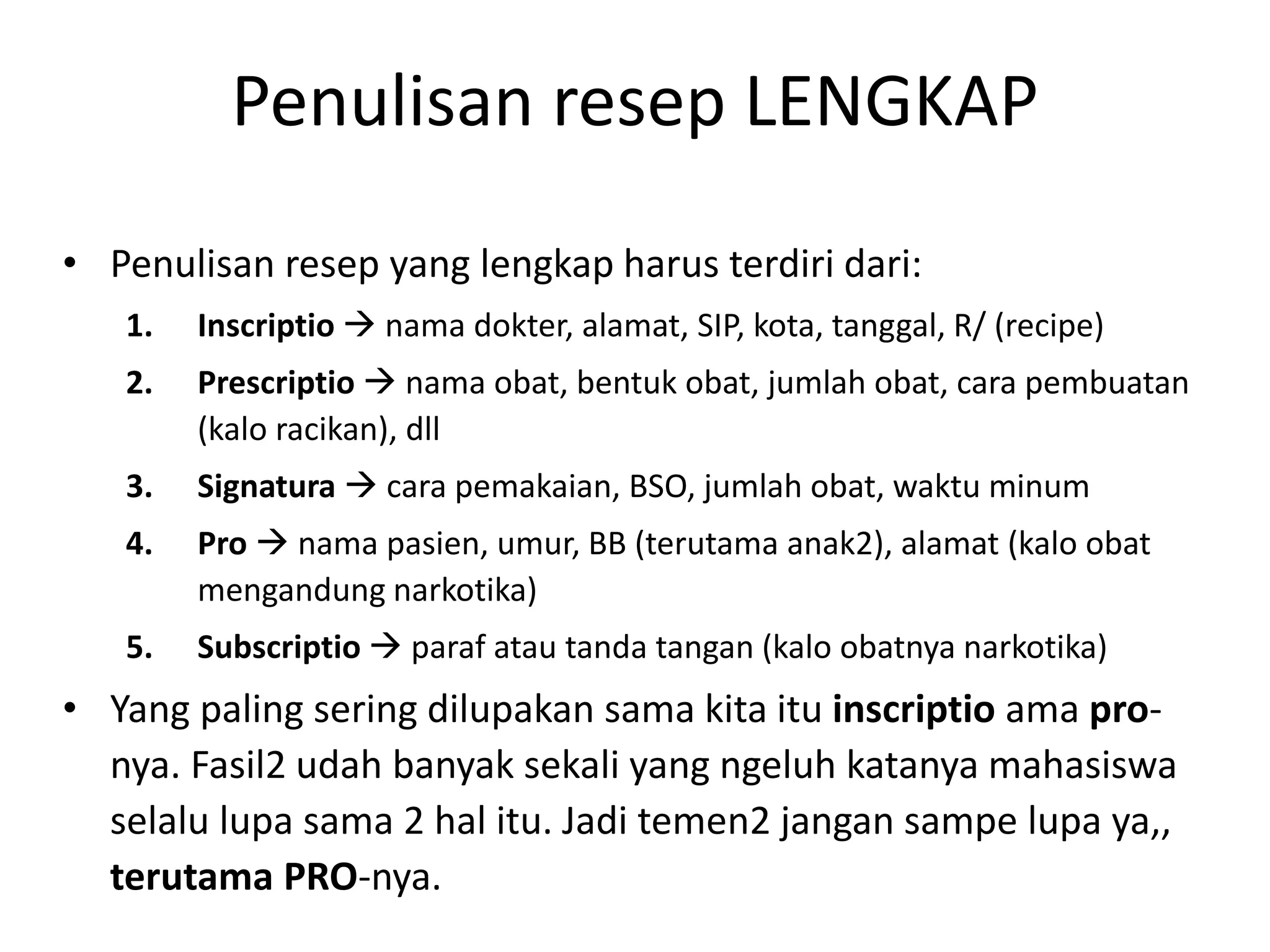 komponen resep obat π inscriptio, subscriptio,... Tentir+Menulis+Resep+FKUI2007.ppt