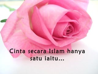 Cinta secara Islam hanya
satu iaitu…
 