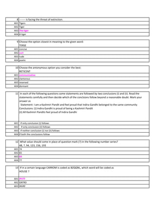 Ten Years Pondicherry University M Sc Entrance Exam questions solved by ...