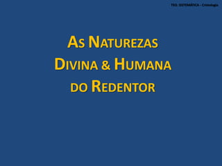 TEO. SISTEMÁTICA - Cristologia
AS NATUREZAS
DIVINA & HUMANA
DO REDENTOR
 