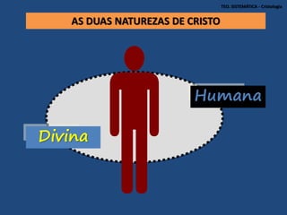 Humana
Divina
AS DUAS NATUREZAS DE CRISTO
TEO. SISTEMÁTICA - Cristologia
 
