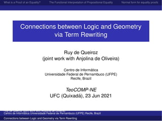 Connections between Logic and Geometry via Term Rewriting