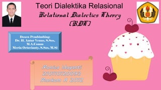 Teori Dialektika Relasional
Relational Dialectics Theory
(RDT)
Dosen Pembimbing:
Dr. H. Antar Venus, S.Sos,
M.A.Comm
Meria Octavianty, S.Sos, M.Si
 
