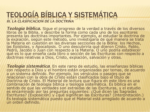 Teología bíblica y sistemática