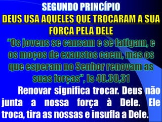 Estas expressões revelam o sentimento que controla a nossa vida, o qual impede que sejamos os canais que Deus deseja fazer fluir o seu poder. Também não podemos cair na armadilha de pensar que Deus abençoa o complexo de inferioridade. O tipo de fraqueza à qual Ele responde é a “fraqueza dependente”, que diz: “Preciso de Deus e nada posso sem Ele. 