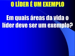 O PAPEL DE CRISTO COMO LÍDERQual a razão pela qual Jesus estava preparado para exercer a liderança?Em quais áreas Jesus pagou um alto preço para finalmente exercer a sua liderança eficiente?O que é exercer a liderança consciente da sua embaixada?Fale sobre o período de preparação em relação ao período do ministério de Jesus.