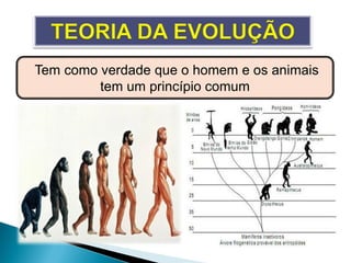 Tem como verdade que o homem e os animais
tem um princípio comum
 