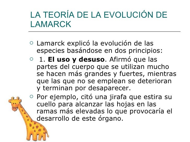 Teoría de evolución de lamarck