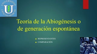 Teoría de la Abiogénesis o
de generación espontánea
☻ REPRESENTANTES
☻ COMPARACIÓN
 