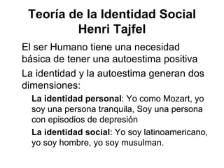 Teoría de la Identidad Social Henri Tajfel ,[object Object],[object Object],[object Object],[object Object]