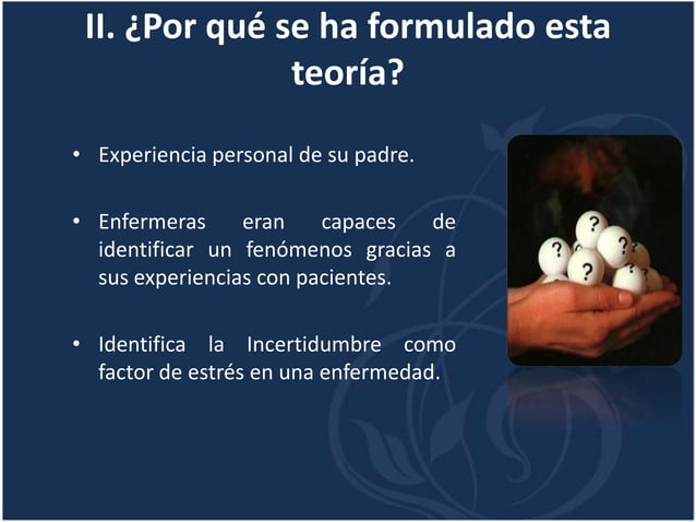 Teoría de la incertidumbre frente a la enfermedad | PPTX