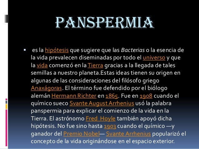Teoria de la panspermia autor