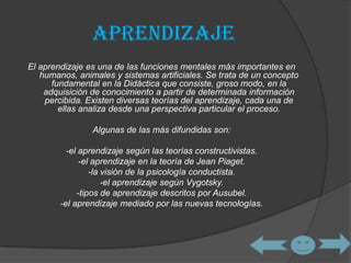 TeoríA Del Aprendizaje