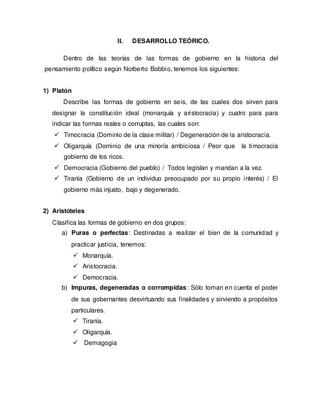 TEORIA DE LAS FORMAS DE GOBIERNO EN EL PENSAMIENTO POLÍTICO