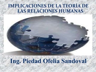IMPLICACIONES DE LA TEORÍA DE
   LAS RELACIONES HUMANAS




Ing. Piedad Ofelia Sandoval
 