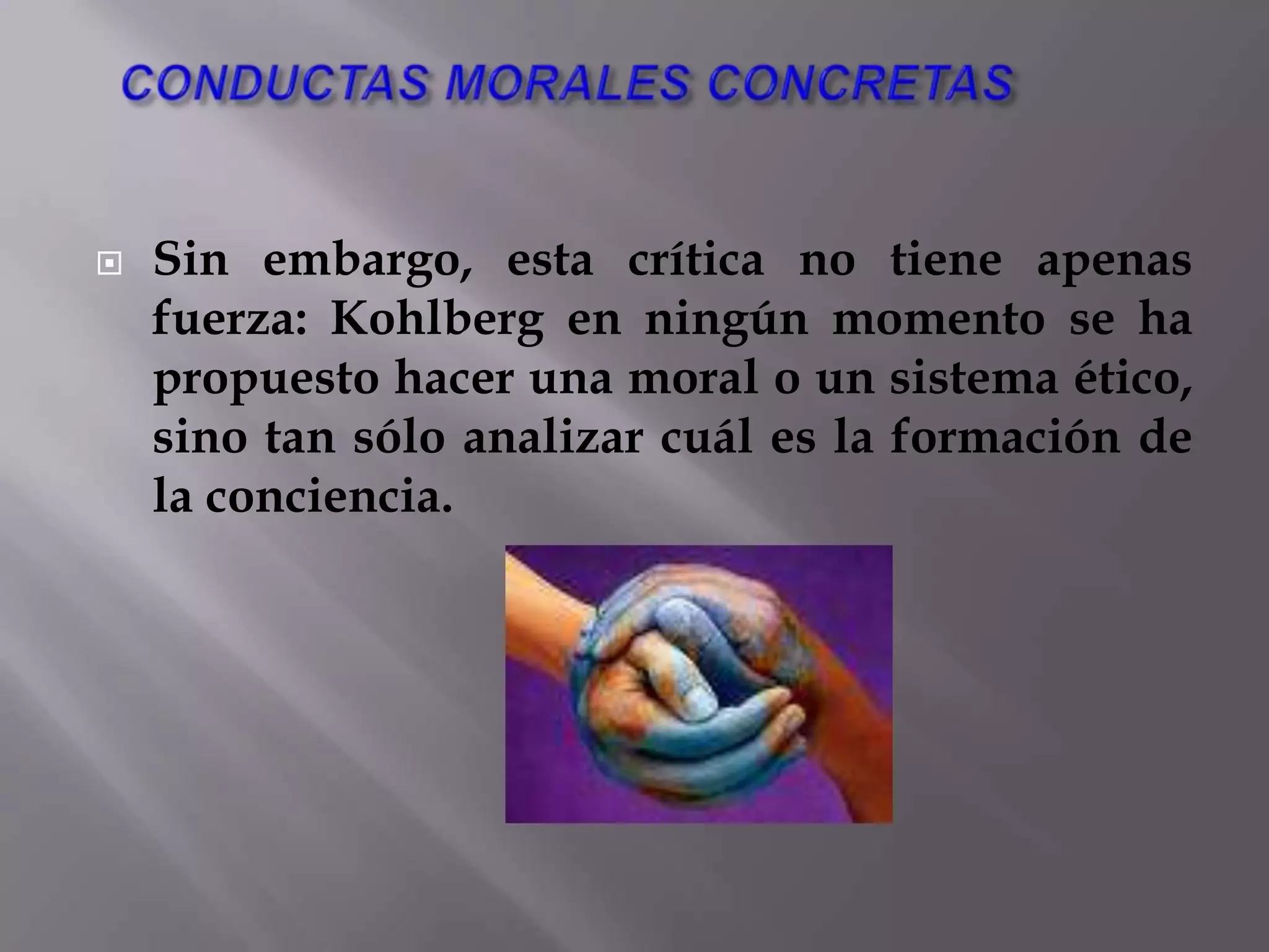 Etapa 5. La orientación legalística o de contrato social.. Hay una clara conciencia del relativismo de los valores y opiniones personales y un énfasis correspondiente hacia los procedimientos y reglas para llegar al consenso. Aparte de lo que es constitucionalmente y democráticamente acordado, lo correcto es un asunto de “valores” y “opiniones” personales. 