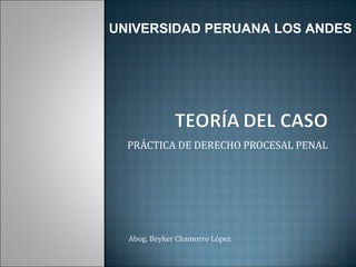 UNIVERSIDAD PERUANA LOS ANDES




  PRÁCTICA DE DERECHO PROCESAL PENAL




  Abog. Beyker Chamorro López
 