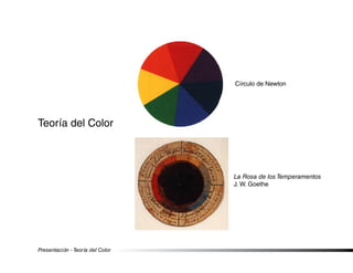 Presentación - Teoría del Color
Teoría del Color
Círculo de Newton
La Rosa de los Temperamentos
J. W. Goethe
 