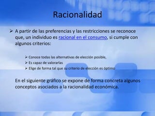 Teoría del consumidor y racionalidad económica | PPTX