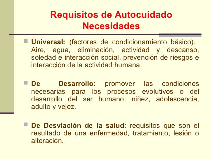 Teoría del deficit del autocuidado de orem