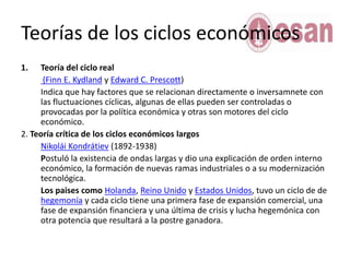 Ciclo económicoSon las oscilaciones recurrentes de la actividad económica basada en el dinero y la actividad comercial.Tienen un ritmo irregular, con oleadas de expansión y contracción sin lapso fijo y pueden ser medidos mediante la Estadística.