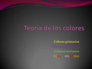 Colores primarios
Colores secundarios
  Colores terciarios
  Circulo cromático
 