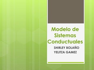 Modelo de
Sistemas
Conductuales
SHIRLEY BOLAÑO
YELITZA GAMEZ
 