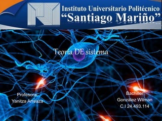 Teoría DE sistema
Profesora:
Yanitza Arreaza
Bachiller
González Wilman
C.I 24.493.114
Instituto universidad politécnico
 
