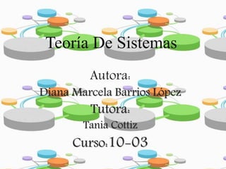 Teoría De Sistemas
Autora:
Diana Marcela Barrios López
Tutora:
Tania Cottiz
Curso:10-03
 