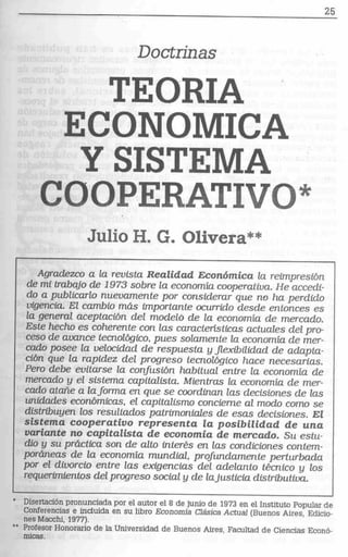 Teoría económica y sistema cooperativo