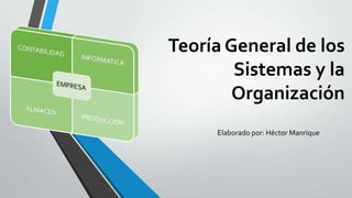 Teoría General de los
Sistemas y la
Organización
Elaborado por: Héctor Manrique

 