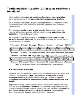 Teoría musical - Lección 17: Escalas relativas y
tonalidad

 