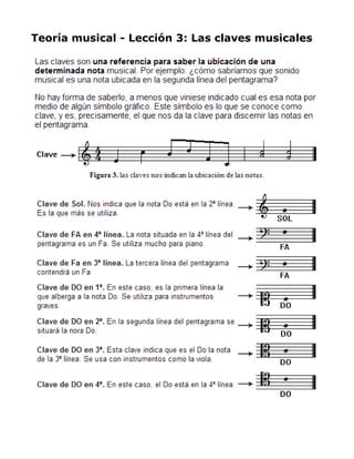 Teoría musical - Lección 3: Las claves musicales

 