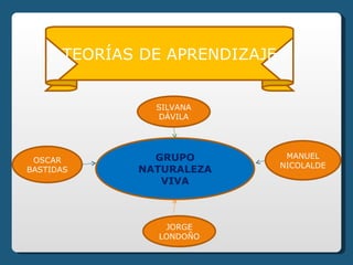 GRUPO NATURALEZA VIVA SILVANA DÁVILA TEORÍAS DE APRENDIZAJE MANUEL NICOLALDE OSCAR BASTIDAS JORGE LONDOÑO 